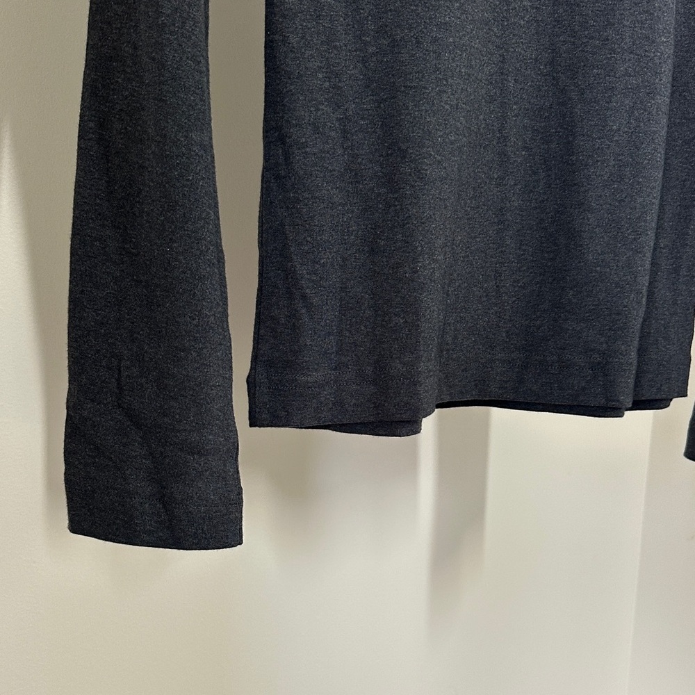 Tory Burch Dark Grey Monogram Pima Cotton Long-Sleeve Crew Tee - Picture 6 of 8